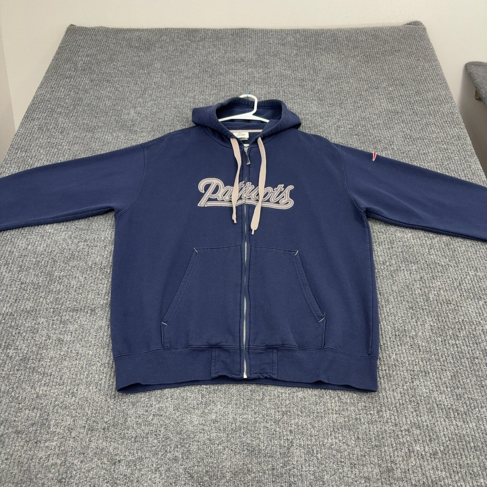 New England Patriots NFL Team Apparel Hoodie Mens Navy Blue Full Zip Sportswear